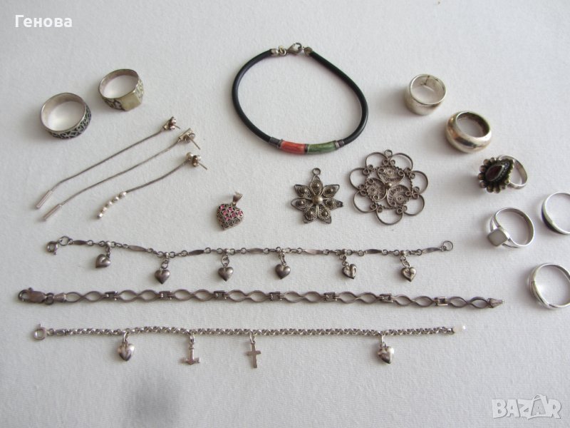 Сребърни обеци,гривни ,пръстени,висулки, снимка 1