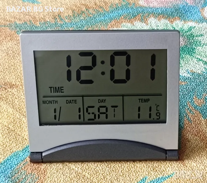 Мултифункционален часовник с термометър, будилник, дата, аларма. Нов., снимка 1