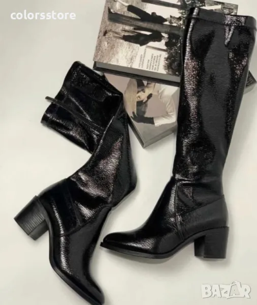 Ботуши на ток - черен лак - BCS1, снимка 1