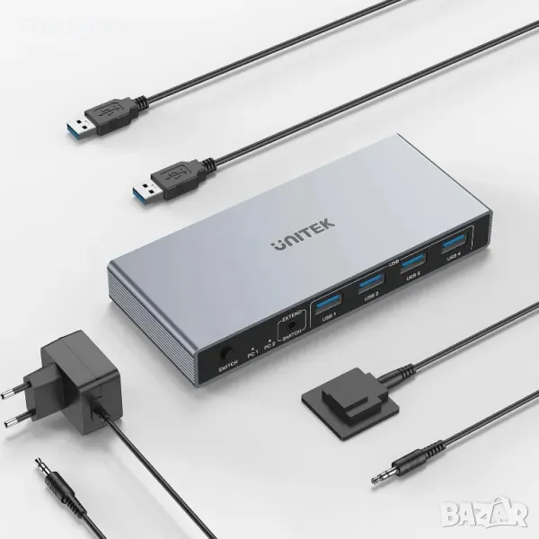 Unitek USB 3.0 HDMI KVM превключвател 1 монитор - 2 компютъра 4K@60Hz, 4 USB порта, снимка 1