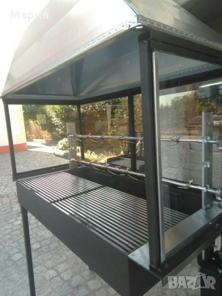 Професионален грил за пилета на жар + скара на дървени въглища, снимка 1