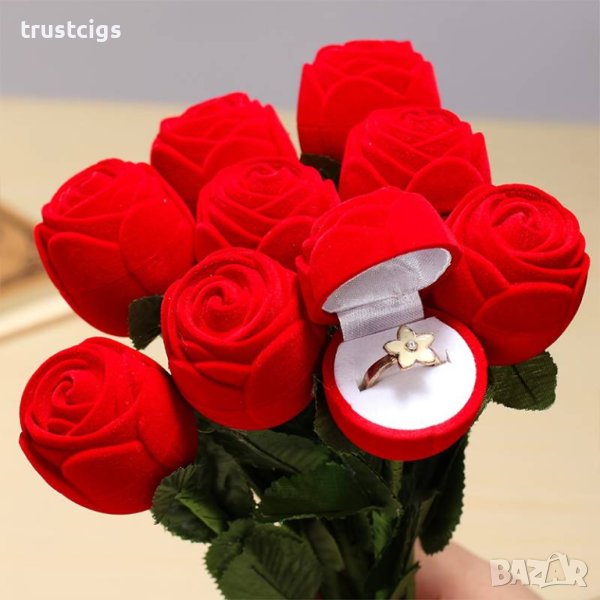 Кутия за пръстен в формата на роза, снимка 1