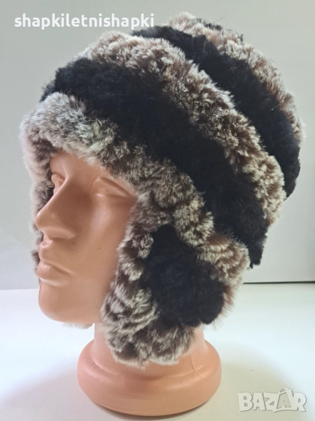 Дамска шапка лукс, ушанка Чинчила - 114, снимка 1