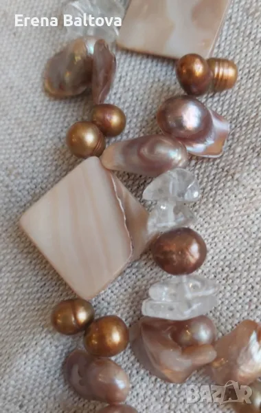 🌾🍃🌼🍀Двуредно перлено  колие  цвят Сахара, снимка 1