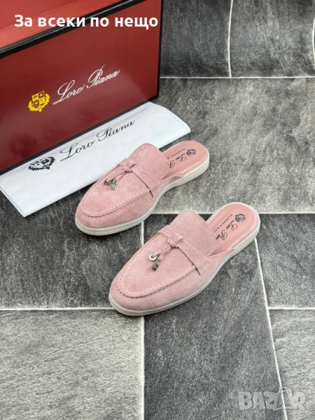 Loro Piana Дамски Затворени Чехли Естествен Велур Цвят Пепел От Рози Лоро Пиана Код E638, снимка 1