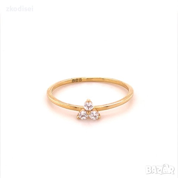 Златен дамски пръстен 0,88гр. размер:56 14кр. проба:585 модел:17627-4, снимка 1