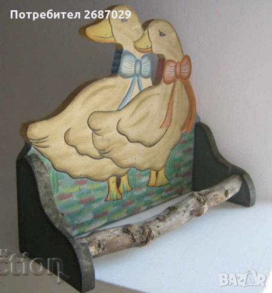 Стар пешкирник с рисувани патки, снимка 1