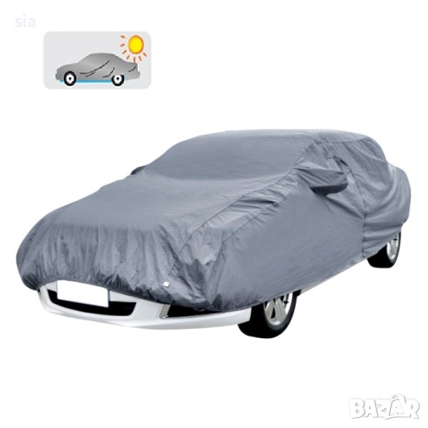 Покривало за автомобил с цип на вратата, брезент, сив, M, L, XL, XXL, снимка 1