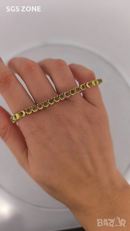 позлатена сребърна гривна с перидот, снимка 1