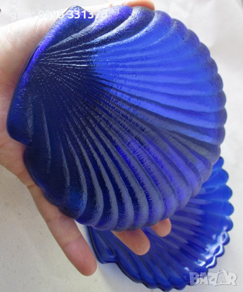 2 бр кобалт сини чинийки с форма на мида, снимка 1