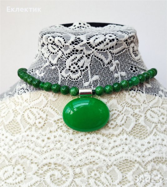 Колие чокър от естествен нефрит, снимка 1