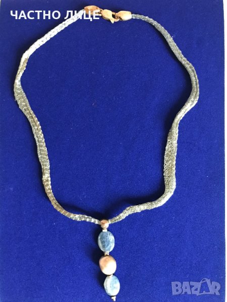 Синьо колие с висулка Чудесен подарък Сини огърлици Перли, снимка 1