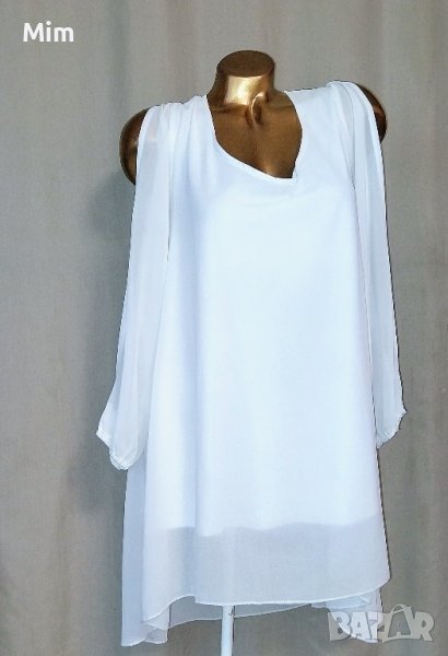 L/XL Бяла туника с дълъг ръкав , снимка 1