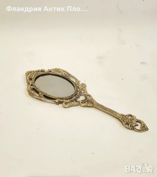 Декоративно ръчно огледало от метал - голд, снимка 1