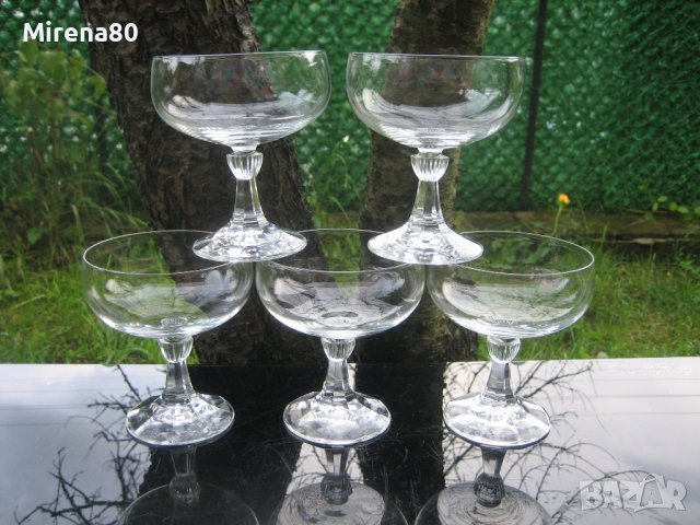 Кристални чаши за шампанско - 5 бр. , снимка 1 - Сервизи - 40853625