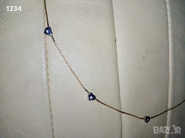  Златно колие със сърца , снимка 4 - Колиета, медальони, синджири - 36800428