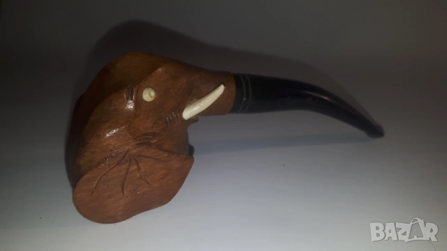 Дървена лула с формата на слон, снимка 7 - Антикварни и старинни предмети - 53358517