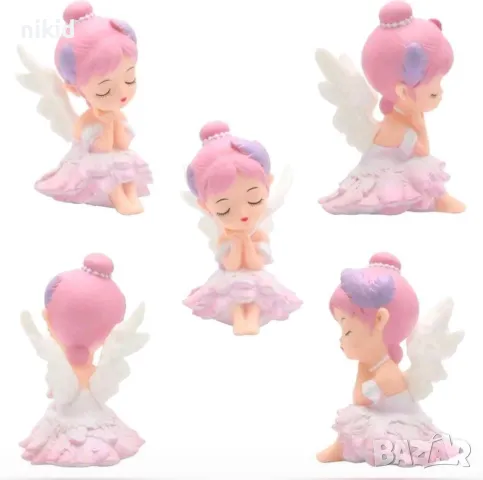 Момиче фея розова пластмасова фигурка украса декор за торта и др. топер, снимка 3 - Фигурки - 50146564