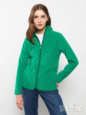 Дамска жилетка с джобове и цип LC Waikiki, Зелена, XL