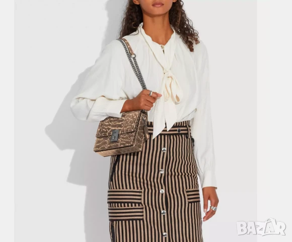 Луксозна Чанта за през рамо Coach Hutton с изцяло естествена змийска кожа, снимка 4 - Чанти - 50509273