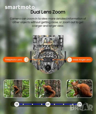 6MP Соларна камера за наблюдение, инфрачервена технология, 4G PIR IP66, снимка 2 - Соларни лампи - 52633929