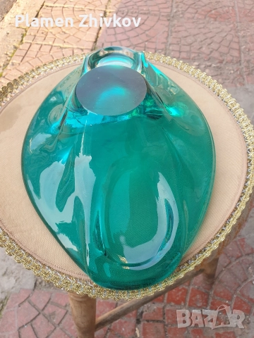 голяма масивна фруктиера от ръчно изтеглено стъкло, снимка 5 - Антикварни и старинни предмети - 52838510