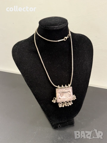 Сребърен индийски амулет / муска / мощохранилница. №8105, снимка 6 - Антикварни и старинни предмети - 54200023