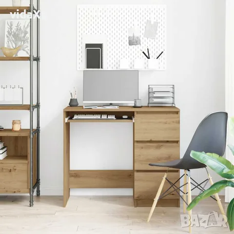 vidaXL Бюро, дъб артизан, 90x45x76 см, инженерно дърво, снимка 4 - Бюра - 56148265