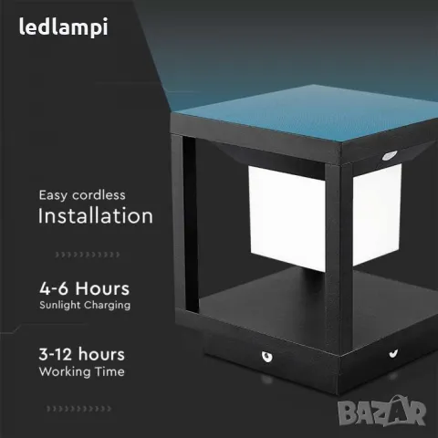 Соларна LED Градинска Лампа 2W SAMSUNG Чип Черна - ПРОМОЦИЯ, снимка 4 - Соларни лампи - 48143250