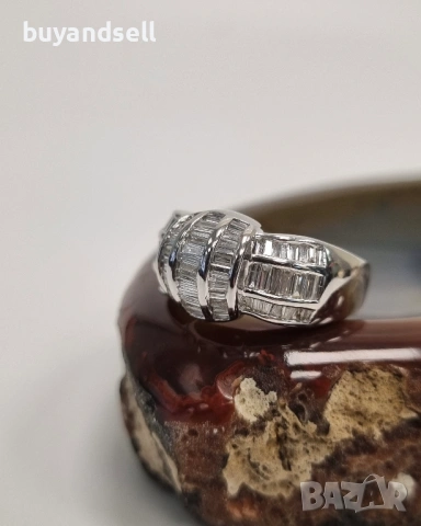 Пръстени с диаманти 18к бяло злато, снимка 14 - Пръстени - 54328191