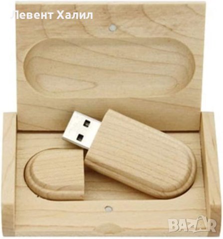 Дървена флашка 64 gb USB 3.0, с кутийка, флаш памет, снимка 1 - USB Flash памети - 44172490