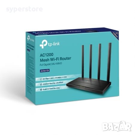 Безжичен Рутер TP-LINK Archer C6 AC1200 MU-MIMO технология Рутер за дома и офиса, снимка 4 - Рутери - 38403723