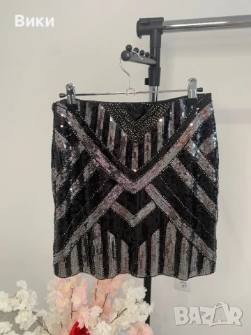 Пола с паети и маниста в размер М, снимка 11 - Поли - 50739032