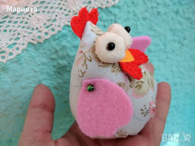 Нежна сладка текстилна кокошка Ръчна Изработка  Пиле Малък Великденски Подарък Декорация , снимка 2 - Декорация за дома - 40046647