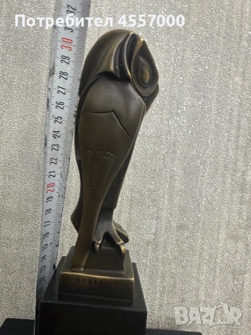 Авторска бронзова скулптура "Бухал" – Арт Деко, Крис Кунрад (Coenrad), 31 см, снимка 3 - Антикварни и старинни предмети - 53089547