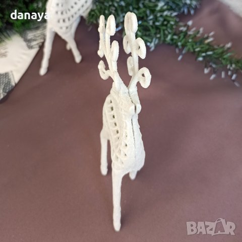 3230 Коледна декорация Бял елен с красиви рога, снимка 6 - Декорация за дома - 38535065