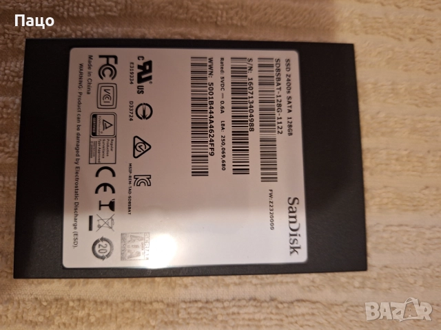 SSD  128GB /SANDISK SSD Z400s SATA, снимка 5 - Лаптоп аксесоари - 52876331