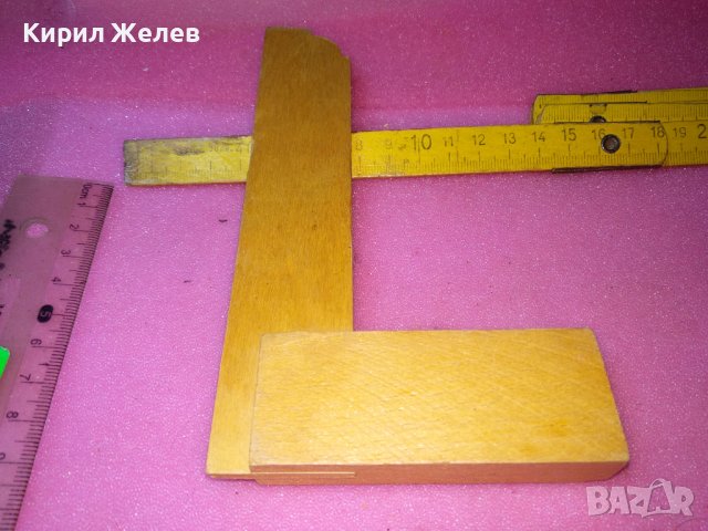 СТАР МАЙСТОРСКИ ПРАВ ЪГЪЛ УЧИЛИЩНО ГЕОМЕТРИЧНО ПОСОБИЕ ДЪРВЕН РАЗГРАФЕН 42839, снимка 3 - Антикварни и старинни предмети - 44222270