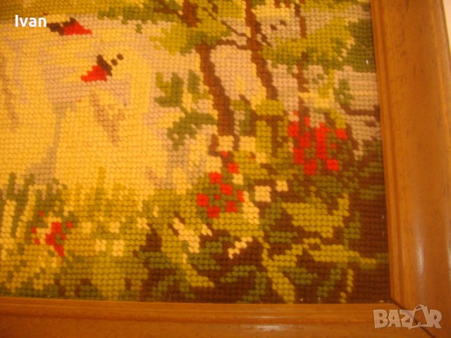 Нов DMC Гоблен-Лебеди-Рамкиран-365х310мм-Ръчно Нашиван-Отличен, снимка 6 - Гоблени - 37173046