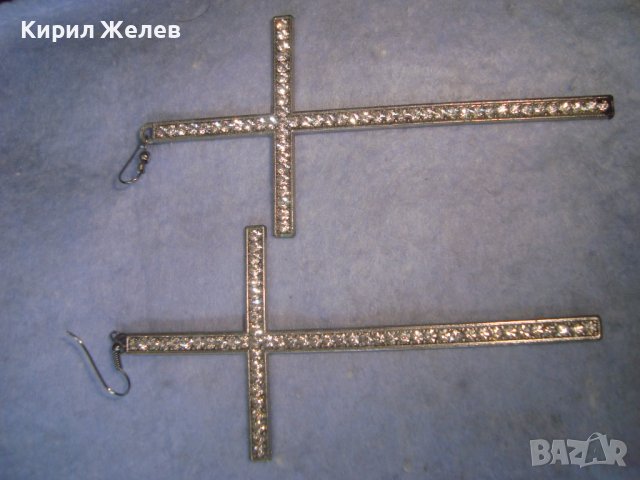 ПОСРЕБРЕНИ МОДНИ ГОЛЕМИ КРЪСТОВИДНИ АРТ ОБЕЦИ с ФАСЕТИРАНИ КРИСТАЛИ 27522, снимка 6 - Обеци - 36901719