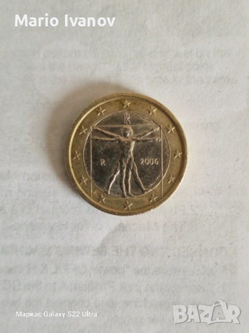 Рядка монета от 1 евро от 2006 г. - Италия, снимка 2 - Нумизматика и бонистика - 53924180