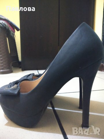 Елегантни, черни обувки, снимка 4 - Дамски обувки на ток - 29884560