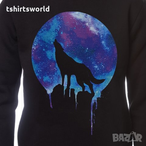 Нов мъжки суичър с дигитален печат Вълк, Голяма Луна, Серия вълци, снимка 3 - Суичъри - 30197522