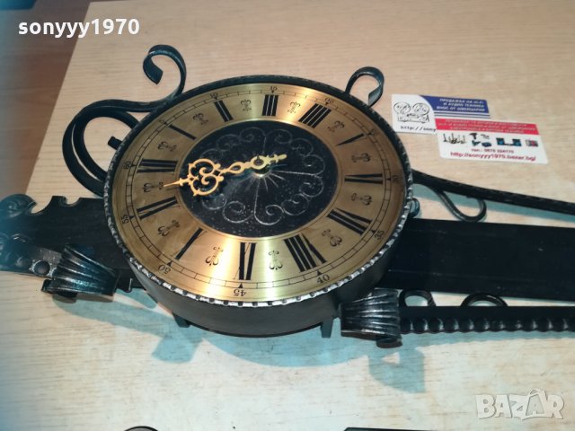 часовник с махало от ковано желязо-70х20см-внос швеицария, снимка 6 - Колекции - 30143549