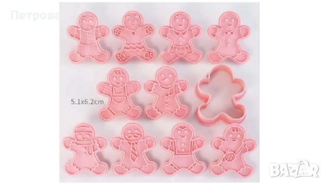 Коледни разглобяеми релефни резци – джинджифилени човечета, снимка 2 - Форми - 44498403