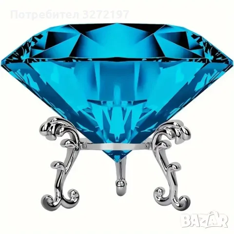 Бохемска Кристална Украса С Форма На Диамант, Със Сребриста Стойка,различни цветове