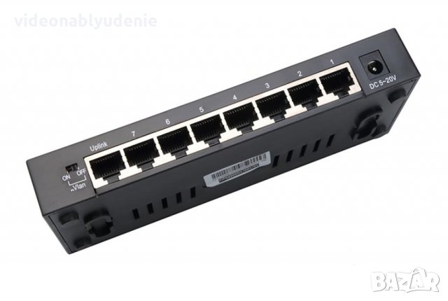 8 Port VLAN Auto-Uplink Auto-MDI/MDIX FAST Switch 7+1 DC Мрежови IP Камери NVR 8 Портов Суич RTL8370, снимка 4 - Суичове - 29270941