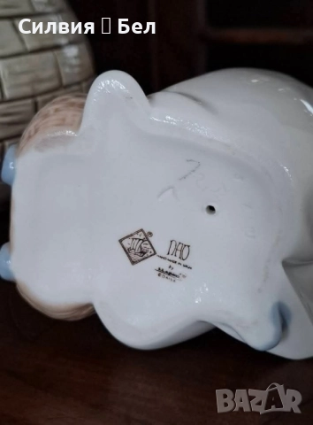 Порцеланова фигура "Момиченце с количка и кукла- бебе" – Nao by Lladro, Испания, 1977 г., снимка 6 - Колекции - 51627161