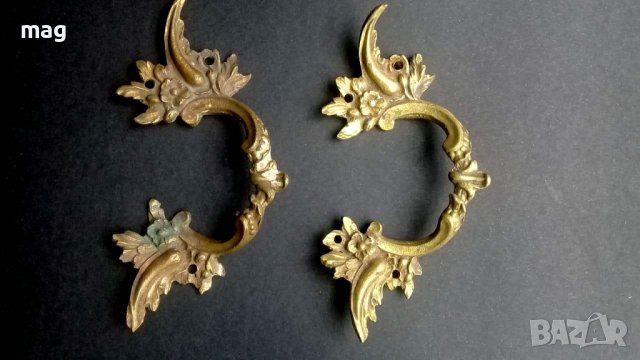 Старинни френски месингови дръжки и орнаменти,стил Луи XV., снимка 2 - Антикварни и старинни предмети - 37392117