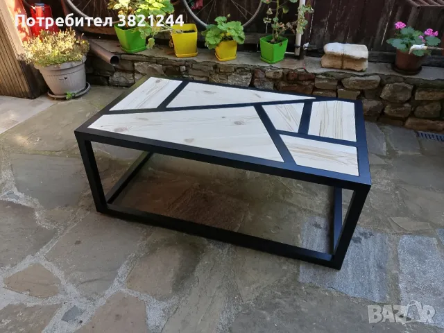 Холна маса от метал и дълво, снимка 7 - Маси - 47575673